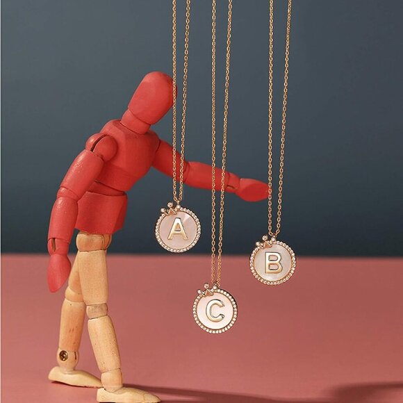 Gold Initial Necklaces for Women 14K Gold Plated Dainty Letter Chain Necklace Pe - Picture 3 of 7